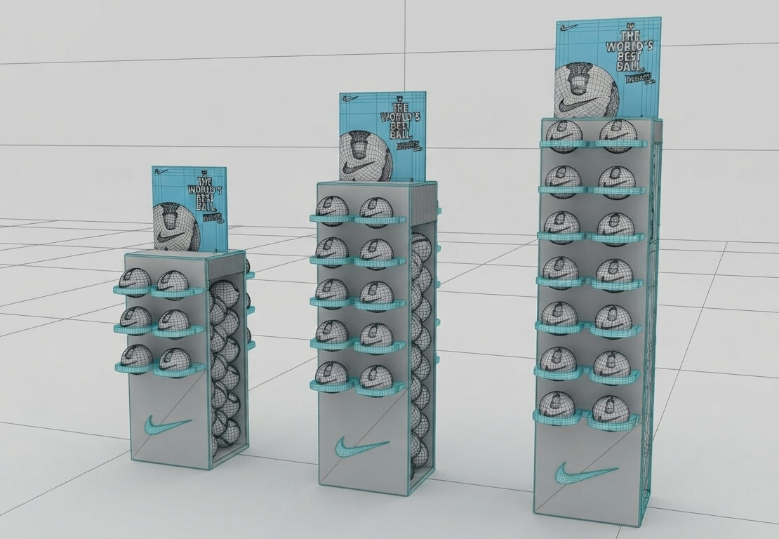 Espositore Nike espositore, modellazione 3d